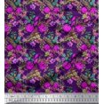 thumbnail image 1 of Soimoi Toile de Crêpe de polyester Feuilles & Azalée Imprimé Floral par la Cour 52 Pouces de Large, 1 of 3