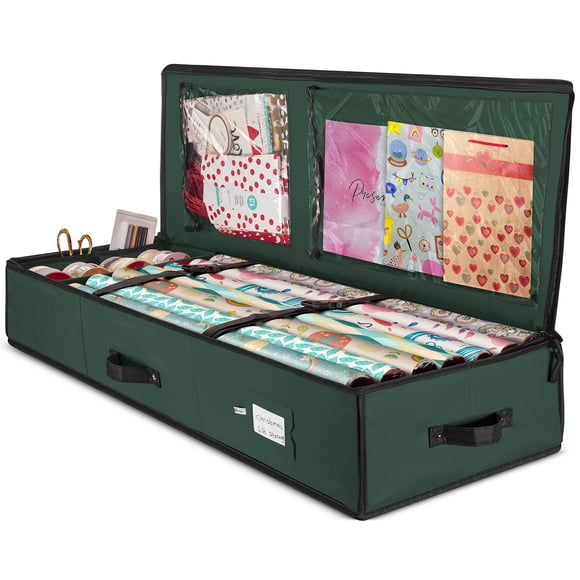 ZOBER Contenants de Rangement pour Papier d'Emballage - Organisateur de Rangement pour Emballage-Cadeau de 40 Pouces avec Poches Intérieures - Convient à 20 Rouleaux Standard de Papier d'Emballage, d'Arcs et de Rubans