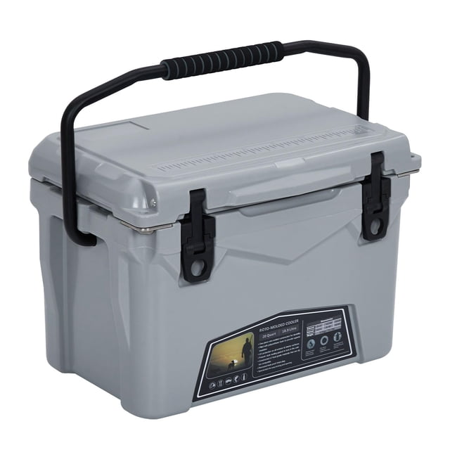 QinaQin Glacière Roulante de 20 Pintes, Coffre à Glace Rigide Portable avec Roues, Couvercle Verrouillable et Rétention de Glace de 5 Jours