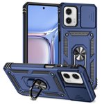 Pour Motorola Moto G Jouer 4G 2024 Coque de téléphone avec caméra coulissante, Kickstand TPU Housse de protection de niveau militaire durable pour la preuve de la chute de bumper Motorola Moto G Jouer 4G 2024, bleu