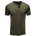 thumbnail image 4 of Innerwin Blouse Crew Neck Mens Summer Tops Work Henley Collar Regular Fit T Shirts Army Green XL, 4 of 5