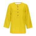 thumbnail image 4 of FAIWAD Womens 3/4 Sleeve Tops Casual Loose V Neck Button Down Tunic Tops Spring Summer Basic Blouse, 4 of 4