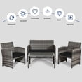 thumbnail image 3 of Costway 8PCS Patio Rattan Furniture Set Conversation Glass Table Top Sofa Cushioned, 3 of 6