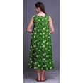 thumbnail image 2 of Bimba Robe de Nuit Mi-Mollet Verte à Feuilles Florales et Fleurs Blanches pour Femmes, Coton Imprimé, Sans Manches, Maxi, Taille Moyenne, 2 of 6