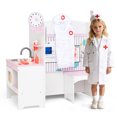 thumbnail image 1 of Gymax Kids Doctor Play Set w/Faucet Sink ECG Monitor Body Parts Diagram Clock Pink & White, 1 of 10