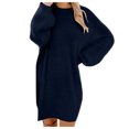 thumbnail image 1 of Kcodviy Robe Chandail d'Hiver pour Femmes en Tricot, Robe pour Femmes à Col Roulé, Chaude, à Manches Longues, Robe à Manches Longues, Robe Chandail Mini avec Poche, 1 of 6