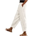 thumbnail image 1 of Chbgutlmr Pantalon pour Femmes Taille Élastique Froncé Ample Léger Décontracté Pantalon de Travail Couleur Unie Automne, 1 of 6