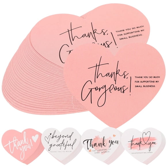 EIGTHTAIL 150pcs Heart Shaped Gift Thank You Cards Small Business Packaging Thank You Cards