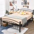 thumbnail image 2 of Costway Queen Size Metal Platform Bed Frame Headboard Footboard Steel Slat Support, 2 of 10