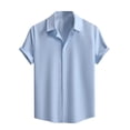 thumbnail image 1 of Kaemgyyd Button down Shirt for Men Plus Size Short Sleeve Lapel Summer Vacation Wedding Tops Breathable Solid Color Work Tee, 1 of 7