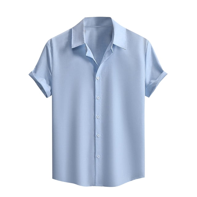 Kaemgyyd Button down Shirt for Men Plus Size Short Sleeve Lapel Summer Vacation Wedding Tops Breathable Solid Color Work Tee