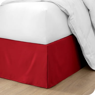 Bare Home Double Brushed Bed Skirt - Premium 1800 Collection - 15-inch Drop - Queen, Red