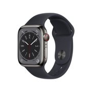 Restored Apple Watch Series 8 (GPS + Cellular, 41mm) Graphite Stainless Steel Case with Midnight Sport Band (Certified Pre Owned)