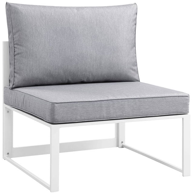 Modway Fortuna Chaise Moderne d'Extérieur Sans Accoudoirs en Aluminium, Blanc/gris