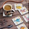 thumbnail image 3 of Inkdotpot Set of 6 Drink Coasters DecorativeNon,SlipCork Base4-inch Square PrintedCoastersEasy Clean- Dinosaur Animal, 3 of 8