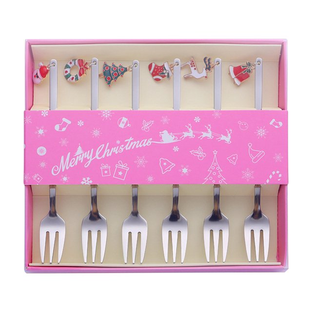 LSLJS Forks, Home Christmas Decorations Metal Coffee Fork Stirring Spoon Christmas Table Decorations New Year, Christmas Decorations