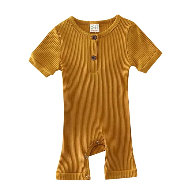 TBWNWG Girls Romper,Babys Girls Boys Summer Casual Solid Color Jumpsuit Knitted Ribbed Pattern Rompers Girls Rompers Size 7-8 Size 0-3 Months