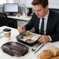 thumbnail image 4 of weibbin Stainless Steel Divided Bento Box Airtight Meal Prep Container for Work, 9.45x7.28x2.76 Inches, Black, 4 of 6