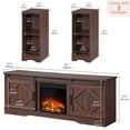 thumbnail image 2 of WAMPAT Meuble Télé Style Ferme avec Foyer, Design Moderne de Porte de Grange, Console Multimédia en Bois, Armoire de Rangement pour Télé de 100 Pouces, Centre de Divertissement pour Salon, Brun, 2 of 8