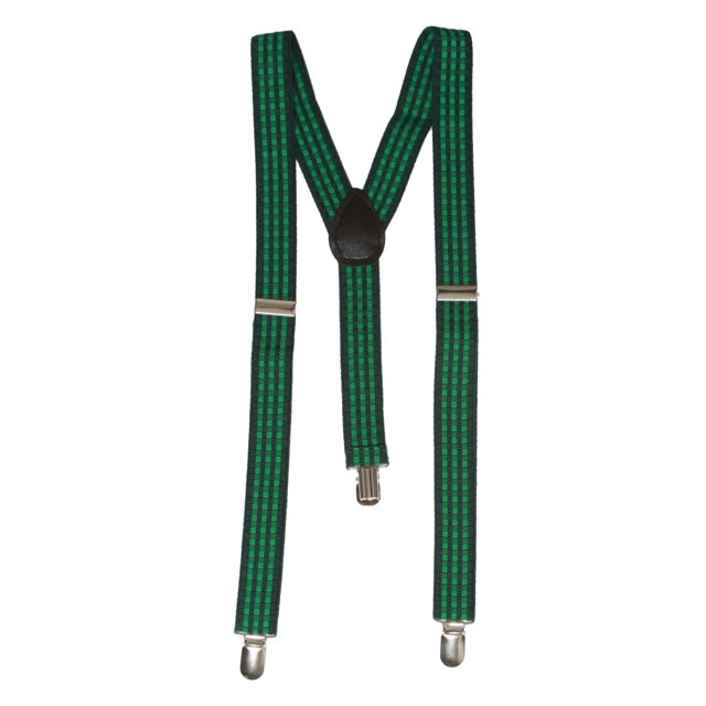Green Gridlock 3 Clip Stretchable Suspenders 2 pack