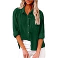 thumbnail image 2 of Chemises en Lin pour Femmes d'Été à Boutons, Chemises à Boutons pour Femmes avec Col à Manches Longues Blouse de Travail Haut, Chemises Habillées en Coton et Lin pour Femmes Tenue de Bureau Décontractée, Hauts Blouse de Travail Mode Amples à Revers, 2 of 8