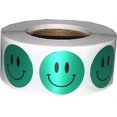 thumbnail image 1 of Metallic Green Happy Face Stickers | 0.75" Inch Round | 500 Pack, 1 of 1