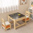 thumbnail image 1 of Gymax Ensemble Table et Chaises pour Enfants avec Boîtes de Rangement Tableau Noir Tableau Blanc Dessin, 1 of 10