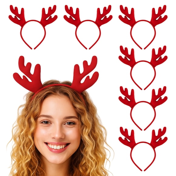 TOPTIE 6 PCS Reindeer Antlers Animals Ears Headband, Decorations for Adult & Kid, Costume Hair Hoop