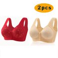 thumbnail image 2 of Yuyuzo Front Closure Bras for Women Plus Size 2 Pack Full Support Wireless Comfortable Everyday Bra, 2 of 4