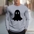 thumbnail image 2 of YOIAVAIOY T-Shirts à Imprimé Effrayant pour Hommes à Manches Longues, Chandail Graphique à Enfiler, T-Shirt Léger à Col Rond, Hauts Stylés d'Automne, Gris TTG, 2 of 6