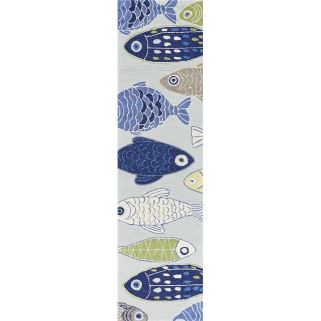 HomeRoots 353707 2 ft. x 7 ft. 6 in. Runner Polyester Light Blue Area Rug