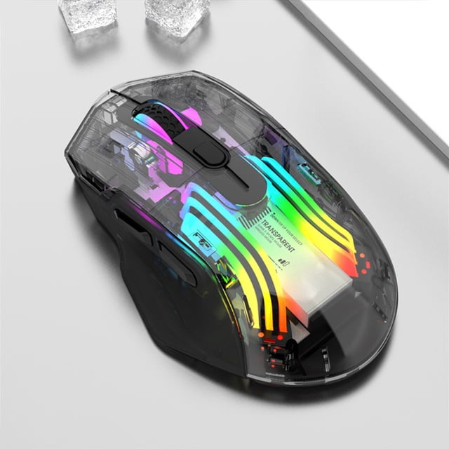 PEONAVET Game Mouses Game Mouses Wired Connection Wireless Connection Bluetooth Connection The Third Mock Examination Full Transparent RGB Cool Light Effect 5-gear DPI Adjustment Game Mouse
