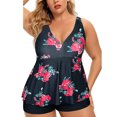 thumbnail image 1 of Kawell Plus Size Tankini Swimsuits for Women Blouson Tankini Tops with Swim Shorts Two Piece Bathing Suits, 1 of 4