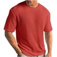 thumbnail image 1 of DPTALR Men's Summer Solid Round Neck Short Sleeved Knitted T-shirt, 1 of 5