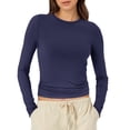 thumbnail image 1 of T-Shirts pour Femmes à Manches Longues T-Shirt à Manches Longues pour Femmes Chandail de Course Col Montant Chandails pour Femmes Col Rond Crop Top Hauts pour Femmes Spandex T-Shirt pour Dames Hauts T-Shirt Basique Uni Coton pour Femmes Long, 1 of 5