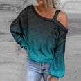 thumbnail image 2 of FAIWAD Womens Off Shoulder Tops Long Sleeve Gradient Fall Winter Baggy Pullover Top, 2 of 5
