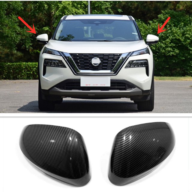 2x for Nissan Rogue 2021-2025 Carbon Fiber Look Side Mirrors Rearview Cover Trim