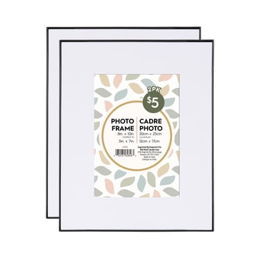 DesignOvation Slimline 8" X 10" Matted to 5" X 7" Black Picture Frame, Set of 2