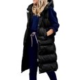 thumbnail image 1 of Innerwin Gilet Sans Manches à Capuche pour Femmes, Veste de Voyage Mi-Longue Noire G, 1 of 4