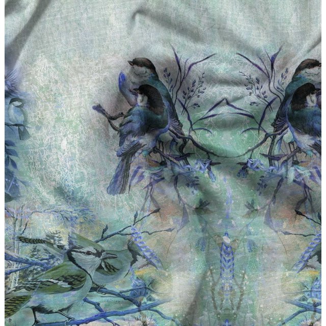 Soimoi Moss Georgette Fabric Sparrow Panel Fabric Prints by Yard 42 Inch Wide