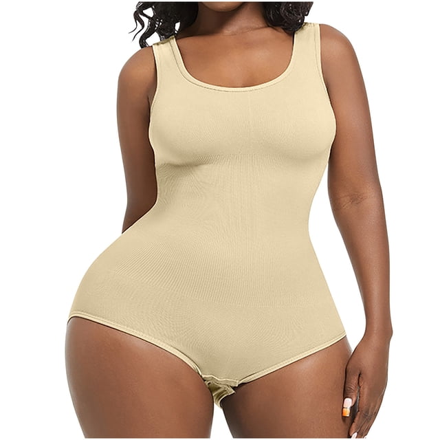 Dealovy Justaucorps pour Femmes Combinaison Sans Manches Col Rond Entraînement Sans Coutures Gaine 1 Pce Couche de Base Ensembles