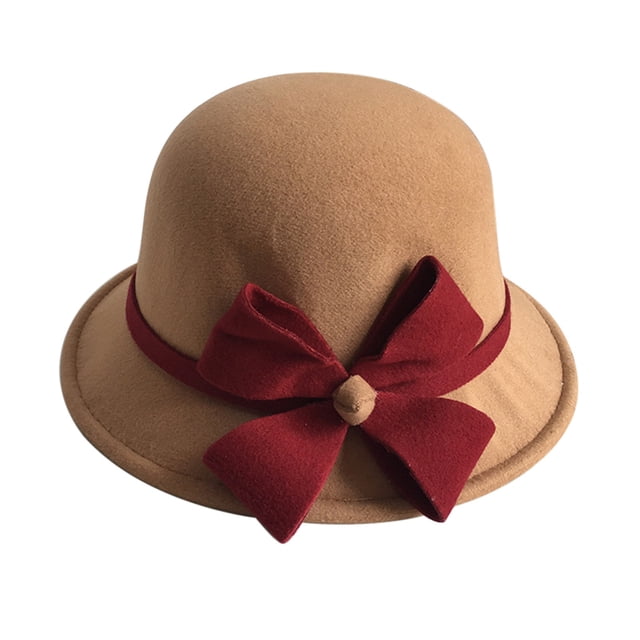 Chapeau Melon Petit pour Femme, Automne et Hiver, Nœud, Bout Rond, Décontracté, Style Bassin de Pêcheur