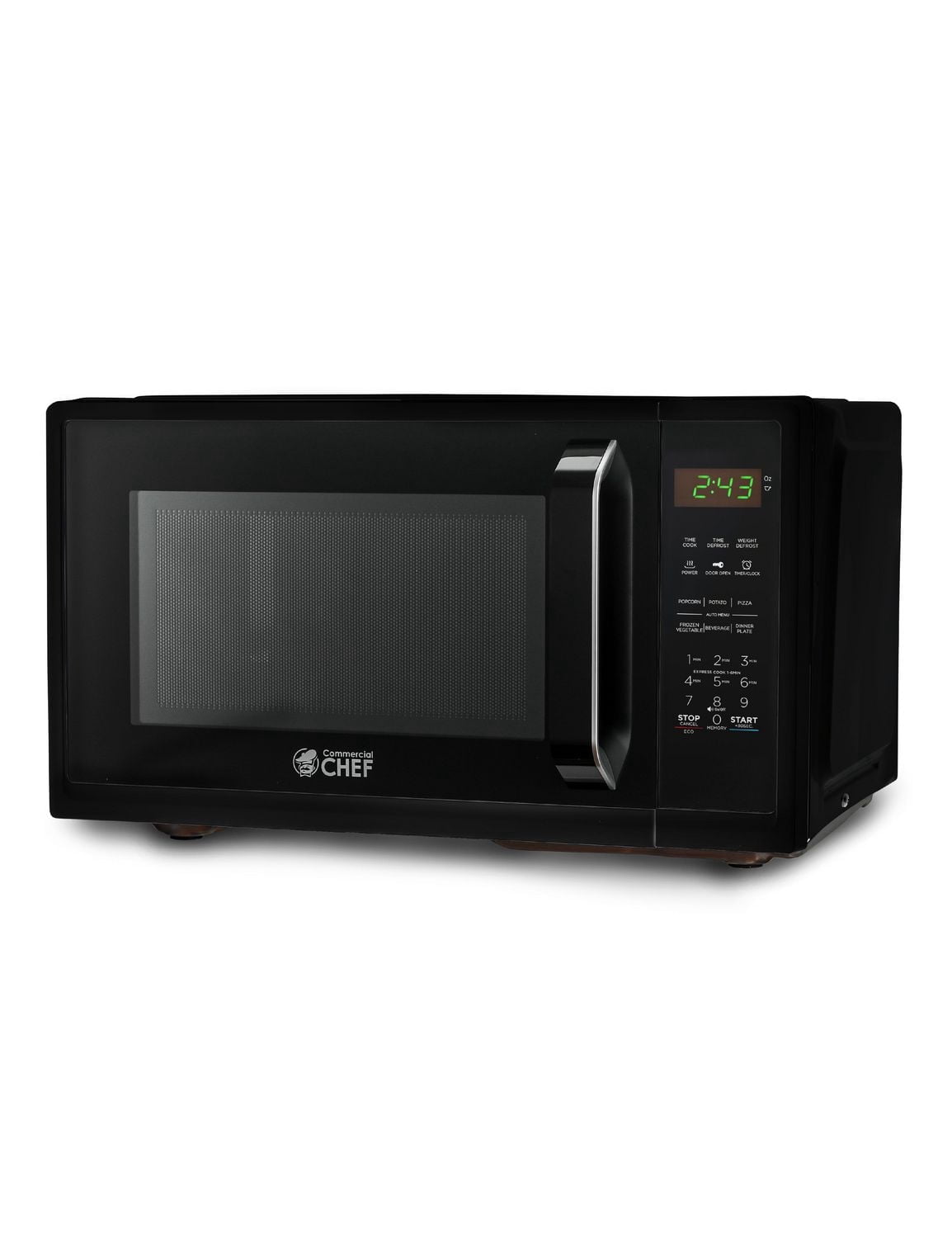 Commercial Chef Small Microwave 0.9 Cu. Ft. Countertop Microwave with Touch Controls & Digital Display, Black Microwave & 10 Power Levels