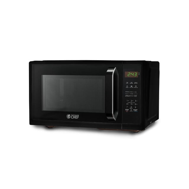 Commercial Chef Small Microwave 0.9 Cu. Ft. Countertop Microwave with Touch Controls & Digital Display, Black Microwave & 10 Power Levels