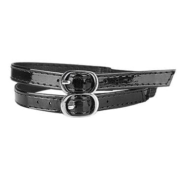 2pcs Shoe Strap Detachable Adjustable Flexible Leather Ankle Tie Holder Replacement Shoes Band Anti Slip Belts for Women Lady , mirror black