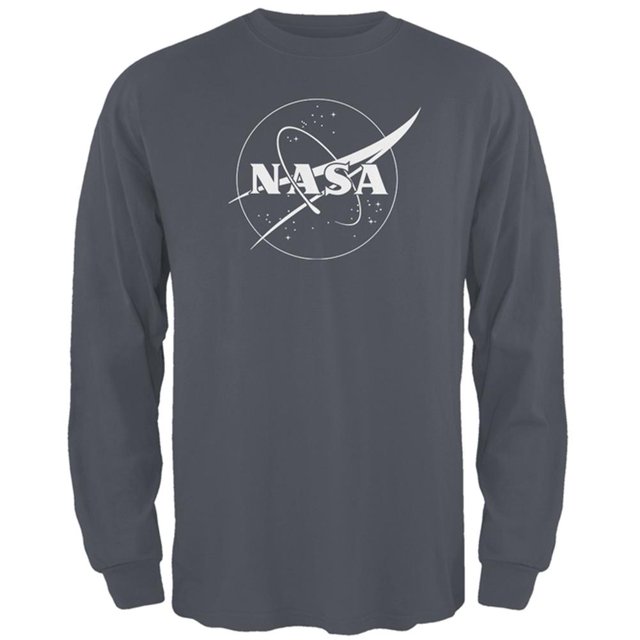 NASA T-Shirt à Manches Longues pour Hommes avec Logo en Contour