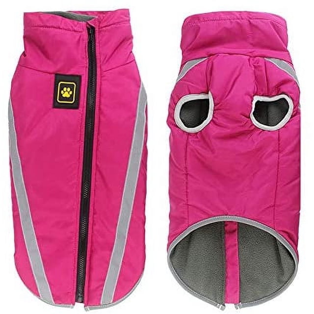 JHIJHOO Dog Coat Dog Jacket For Small Medium Large Dogs, Dog Winter Coat Dog Clothes Outdoor Sports Waterproof Dog Outfits Vest With Harness Hole Reflective Stripes