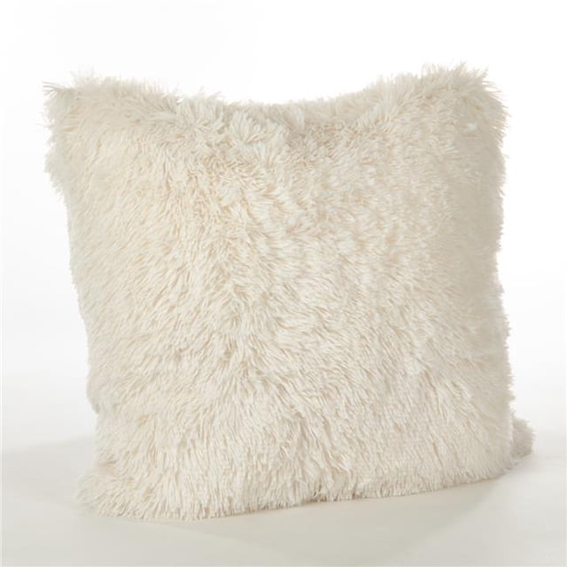 SARO LIFESTYLE Juneau Collection Classic Faux Fur Down Filled Throw Pillow, 18", Ivory