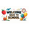thumbnail image 1 of Colorful Welcome Back to School Banner with Apple Airplane Balloon and Star Elements Backdrop Party Decorations for School Events Opening Ceremonies Classroom Decor Photo Props, 1 of 4