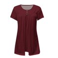 thumbnail image 4 of Baberdicy Ruched Tunic Tops for Women - Casual Short Sleeve Blouses (Leggings Matching, Spring/Summer Outfits) Wine S, 4 of 4